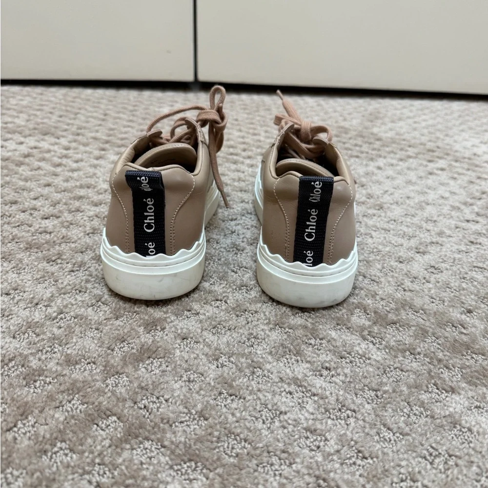 Chloé Lauren Tan Leather Platform Sneakers - Picture 4 of 7